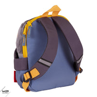 sac à dos ; sac goûter ; sac maternelle ; petit sac ; sac enfant ; oval ; ours ; ourson ; bleu ; marron : saxophone ; musique