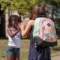 sac à dos ; sac à dos à roulettes ; sac à roulettes ; sac à roulettes primaire ; phosphorescent ; roulettes lumineuses ; rose ; animaux ; jungle ; sac à dos a roulettes jungloo