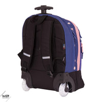 sac à dos ; sac à dos à roulettes ; sac à roulettes ; sac à roulettes primaire ; phosphorescent ; roulettes lumineuses ; recyclé ; violet ; rose ; fille ; licorne ; evasion ; chateau ; sac à dos à roulettes licorne evasion