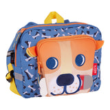 sac à dos ; sac goûter ; sac maternelle ; petit sac ; sac enfant ; cartable maternelle ; carré ; chien ; beagle ; bleu