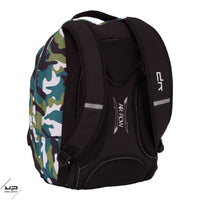 sac ; sac à dos ; collège ; lycée ; école ; secondaire ; 2 compartiments ; recyclé ; intégral ; camo ; camouflage ; vert ; noir ; imprimé