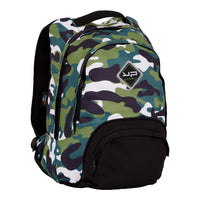 sac ; sac à dos ; collège ; lycée ; école ; secondaire ; 2 compartiments ; recyclé ; intégral ; camo ; camouflage ; vert ; noir ; imprimé